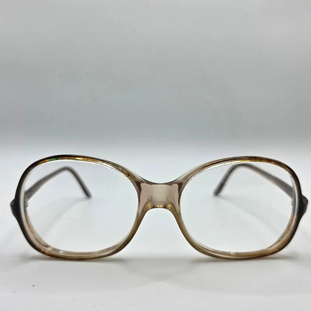 Vintage Oversized Round Eyeglass Frames Brown Tortoise 70s 80s Retro Women